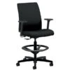 HON Ignition Task Stool, Adjustable Arms, Black Fabric, Standard Base, Black Frame