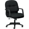 HON Pillow-Soft Fabric Mid-Back Executive Chair, Black, Fixed Arms (HON2092CU10T)