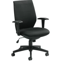 Global Offices To Go Fabric Executive Chair, Black, Adjustable Arms (OTG11715B)