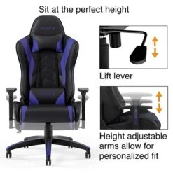 Quill Brand® Emerge Vartan Bonded Leather Gaming Chair, Blue/Black (53242) -Popular Furniture s1214374 s7