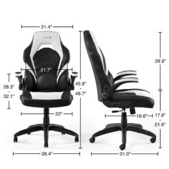 Quill Brand® Luxura Faux Leather Racing Gaming Chair, Black And White (55172) -Popular Furniture s1214390 s7