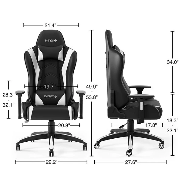 Quill Brand® Vartan Bonded Leather Gaming Chair, White/Black (58542) 7 Quill Brand® Vartan Bonded Leather Gaming Chair, White/Black (58542) - Image 7
