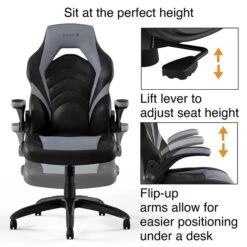 Quill Brand® Luxura Faux Leather Racing Gaming Chair, Black And Gray (52503) -Popular Furniture s1214407 s7