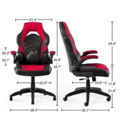 Quill Brand® Luxura Faux Leather Racing Gaming Chair, Black And Red (51465-CC) -Popular Furniture s1214415 s7