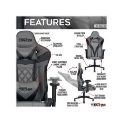 Techni Sport GamerXL Series Synthetic Computer Chair, Gray (RTA-TSXL3-GRY) 13 Techni Sport GamerXL Series Synthetic Computer Chair, Gray (RTA-TSXL3-GRY) -Popular Furniture sp108082960 s7