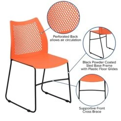 Flash Furniture Hercules Series Plastic Stack Chair, Orange (RUT498AORANGEGG) -Popular Furniture sp109937683 s7