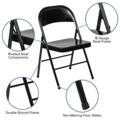 Flash Furniture HERCULES Series Metal Folding Chair, Black, 2/Pack (2BDF002BK) -Popular Furniture sp112116856 s7