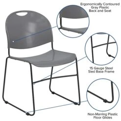 Flash Furniture Hercules Series Plastic Stack Chair, Gray (RUT188GY) -Popular Furniture sp112222162 s7