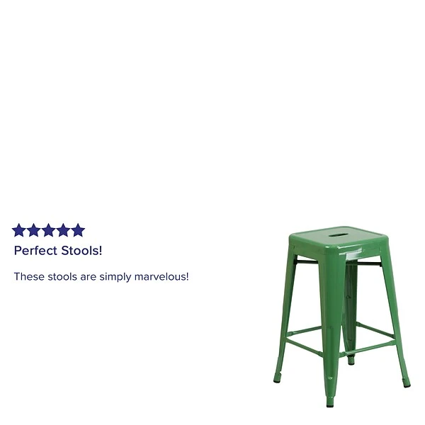Flash Furniture Industrial Metal Restaurant Counter Height Stool, Green (CH3132024GN) 3 Flash Furniture Industrial Metal Restaurant Counter Height Stool, Green (CH3132024GN) - Image 3