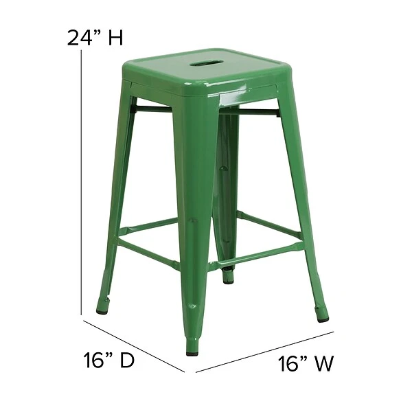 Flash Furniture Industrial Metal Restaurant Counter Height Stool, Green (CH3132024GN) 5 Flash Furniture Industrial Metal Restaurant Counter Height Stool, Green (CH3132024GN) - Image 5