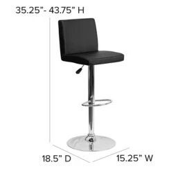 Flash Furniture Contemporary Vinyl Adjustable Height Barstool With Back, Black (CH92066BK) -Popular Furniture sp116164112 s7
