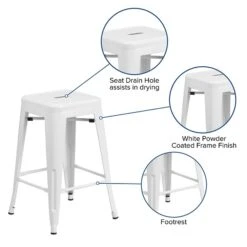 Flash Furniture Industrial Metal Restaurant Counter Height Stool, White (CH3132024WH) 11 Flash Furniture Industrial Metal Restaurant Counter Height Stool, White (CH3132024WH) -Popular Furniture sp116164255 s7