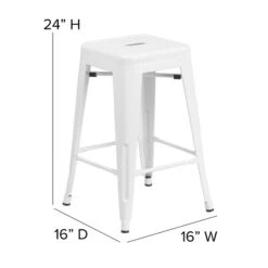 Flash Furniture Industrial Metal Restaurant Counter Height Stool, White (CH3132024WH) 12 Flash Furniture Industrial Metal Restaurant Counter Height Stool, White (CH3132024WH) -Popular Furniture sp116164256 s7