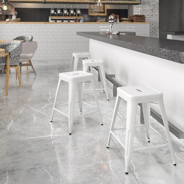Flash Furniture Industrial Metal Restaurant Counter Height Stool, White (CH3132024WH) 1 Flash Furniture Industrial Metal Restaurant Counter Height Stool, White (CH3132024WH)