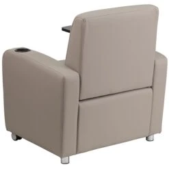 Flash Furniture Leather Guest Chair; Gray W/Tablet Arm, Front Wheel Casters And Cup Holder -Popular Furniture sp116164463 s7