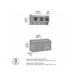 Kathy Ireland® Home By Bush Furniture Woodland 21" Shoe Storage Bench And Coat Rack With 4 Shelves, Cape Cod Gray (WDL003CG) -Popular Furniture sp117517676 s7