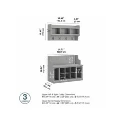 Kathy Ireland® Home By Bush Furniture Woodland 32" Shoe Storage Bench And Coat Rack With 12 Shelves, Cape Cod Gray (WDL010CG) -Popular Furniture sp117517944 s7