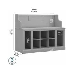 Kathy Ireland® Home By Bush Furniture Woodland 32" Entryway Bench With 8 Shelves, Cape Cod Gray (WDL006CG) -Popular Furniture sp117593058 s7