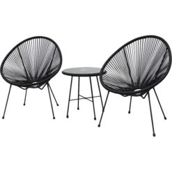 DUKAP SASSIO 3-Piece Seating Set Without Cushions, Black (O-DK-6967-BLK)