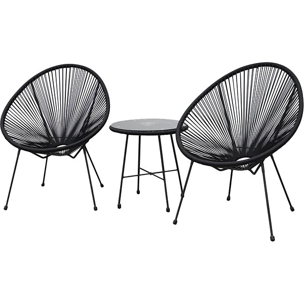 DUKAP SASSIO 3-Piece Seating Set Without Cushions, Black (O-DK-6967-BLK) 1 DUKAP SASSIO 3-Piece Seating Set Without Cushions, Black (O-DK-6967-BLK)