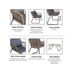 DUKAP LUGANO 4-Piece Sofa Seating Set With Cushions, Brown/Black/Gray (O-DK-P080-AB) -Popular Furniture sp121248118 s7