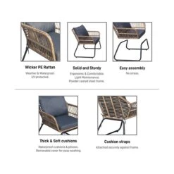 DUKAP LUGANO Armchair With Cushions, Brown/Black/Gray, 2/Set (O-DK-P080-A) -Popular Furniture sp121248126 s7