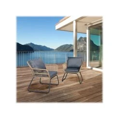 DUKAP LUGANO Armchair With Cushions, Brown/Black/Gray, 2/Set (O-DK-P080-A) -Popular Furniture sp121248128 s7