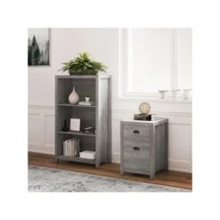 Whalen Fallbrook 3-Shelf 48"H Bookcase, Smoked Ash/Rustic Warm Gray (SPUS-FBBK-GM) 8 Whalen Fallbrook 3-Shelf 48"H Bookcase, Smoked Ash/Rustic Warm Gray (SPUS-FBBK-GM) -Popular Furniture sp122516806 s7