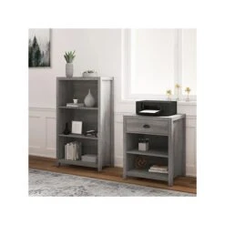 Whalen Fallbrook 3-Shelf 48"H Bookcase, Smoked Ash/Rustic Warm Gray (SPUS-FBBK-GM) 9 Whalen Fallbrook 3-Shelf 48"H Bookcase, Smoked Ash/Rustic Warm Gray (SPUS-FBBK-GM) -Popular Furniture sp122516807 s7