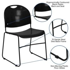 Flash Furniture HERCULES™ Plastic Ultra Compact Stack Chair, Black [RUT188BKCHR] -Popular Furniture sp123068912 s7