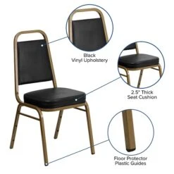 Flash Furniture HERCULES Trapezoidal Back Banquet Chairs W/Black Vinyl & Gold Frame, 4/Pack -Popular Furniture sp123069761 s7