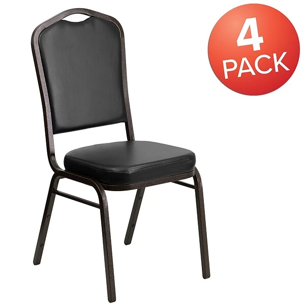 Flash Furniture HERCULES Banquet Chairs W/Black Vinyl & Gold Vein Frame, 4/Pack 2 Flash Furniture HERCULES Banquet Chairs W/Black Vinyl & Gold Vein Frame, 4/Pack - Image 2