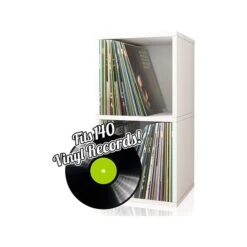Way Basics 29.1" H X 15" W Eco 2-Shelf Modern Cube Storage And Vinyl Record Shelf, White (BS-SCUBE-2-WE)