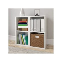 Way Basics 29.1" H X 15" W Eco 2-Shelf Modern Cube Storage And Vinyl Record Shelf, White (BS-SCUBE-2-WE) -Popular Furniture sp123148563 s7