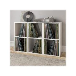 Way Basics 29.1" H X 15" W Eco 2-Shelf Modern Cube Storage And Vinyl Record Shelf, White (BS-SCUBE-2-WE) -Popular Furniture sp123148564 s7