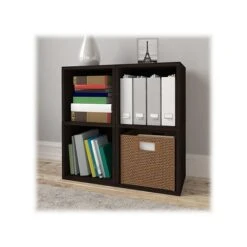 Way Basics 29.1" H X 15" W Eco 2-Shelf Modern Cube Storage And Vinyl Record Shelf, Espresso Wood Grain (BS-SCUBE-2-EO) -Popular Furniture sp123148576 s7