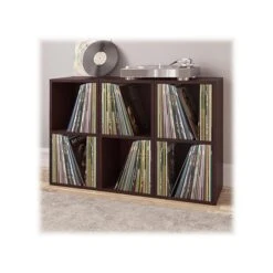 Way Basics 29.1" H X 15" W Eco 2-Shelf Modern Cube Storage And Vinyl Record Shelf, Espresso Wood Grain (BS-SCUBE-2-EO) -Popular Furniture sp123148577 s7