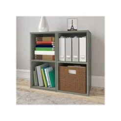 Way Basics 29.1" H X 15" W Eco 2-Shelf Modern Cube Storage And Vinyl Record Shelf, Gray Wood Grain (BS-SCUBE-2-GY) -Popular Furniture sp123148589 s7