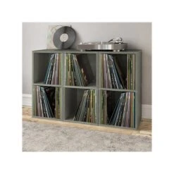 Way Basics 29.1" H X 15" W Eco 2-Shelf Modern Cube Storage And Vinyl Record Shelf, Gray Wood Grain (BS-SCUBE-2-GY) -Popular Furniture sp123148590 s7