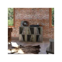 Way Basics 29.1" H X 15" W Eco 2-Shelf Modern Cube Storage And Vinyl Record Shelf, Gray Wood Grain (BS-SCUBE-2-GY) -Popular Furniture sp123148591 s7