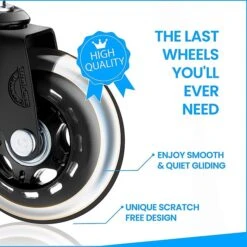 Lifelong Office Chair Casters Replacement Chair Wheels, Rollerblade Style, Clear, Set Of 5 (BL2374) -Popular Furniture sp123225117 s7