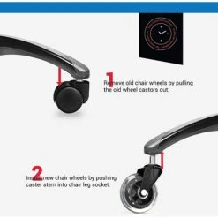 Lifelong Wheels Rollerblade Style Office Chair Casters Replacement Chair Wheels, Black/Gray (BL2375) 11 Lifelong Wheels Rollerblade Style Office Chair Casters Replacement Chair Wheels, Black/Gray (BL2375) -Popular Furniture sp123226808 s7