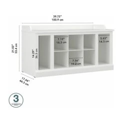 Kathy Ireland® Home By Bush Furniture Woodland Shoe Storage Bench With Shelves, 40", White Ash (WDS240WAS-03) 9 Kathy Ireland® Home By Bush Furniture Woodland Shoe Storage Bench With Shelves, 40", White Ash (WDS240WAS-03) -Popular Furniture sp123542762 s7