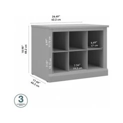 Kathy Ireland® Home By Bush Furniture Woodland Small Shoe Bench With Shelves, 24", Cape Cod Gray (WDS224CG-03) -Popular Furniture sp123622156 s7