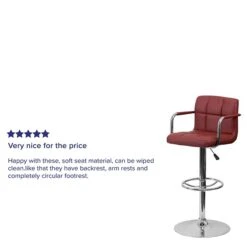 Flash Furniture 20" X 18" Vinyl Adjustable Height Bar Stool, Burgundy -Popular Furniture sp123774972 s7