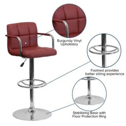 Flash Furniture 20" X 18" Vinyl Adjustable Height Bar Stool, Burgundy -Popular Furniture sp123774975 s7