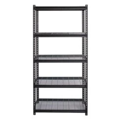 Iron Horse 2300 Lb. Wire Rivet Series 5-Shelf Metal/Wire Deck Shelving Unit, 36"W, Black (22130)