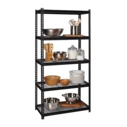 Iron Horse 2300 Lb. Wire Rivet Series 5-Shelf Metal/Wire Deck Shelving Unit, 36"W, Black (22130) -Popular Furniture sp123885418 s7