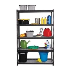Iron Horse 2300 Lb. Wire Rivet Series 5-Shelf Metal/Wire Deck Shelving Unit, 48"W, Black (22131) 10 Iron Horse 2300 Lb. Wire Rivet Series 5-Shelf Metal/Wire Deck Shelving Unit, 48"W, Black (22131) -Popular Furniture sp123885426 s7