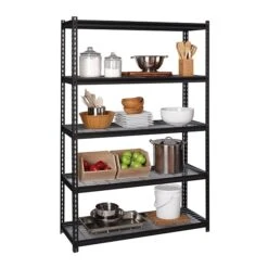 Iron Horse 2300 Lb. Wire Rivet Series 5-Shelf Metal/Wire Deck Shelving Unit, 48"W, Black (22131) 12 Iron Horse 2300 Lb. Wire Rivet Series 5-Shelf Metal/Wire Deck Shelving Unit, 48"W, Black (22131) -Popular Furniture sp123885428 s7